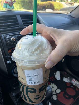 Grande iced white mocha with whip 2% milk