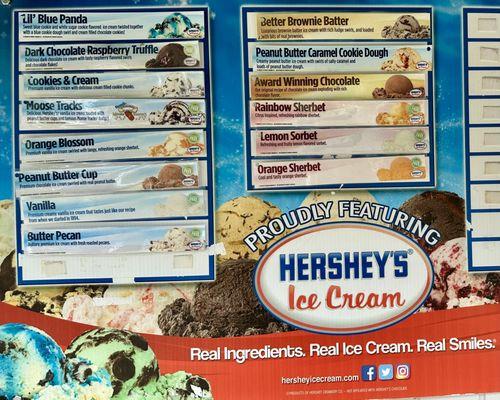 Flavors of Hershey's ice creams