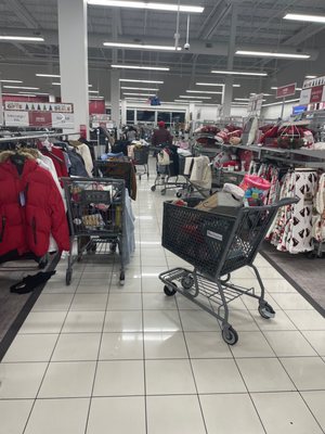 People leaving carts because the lines are too long and they are giving up.