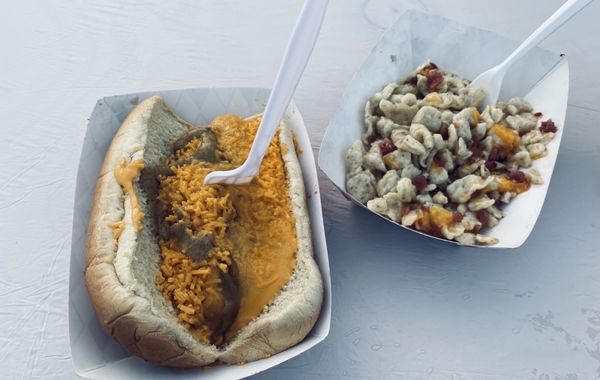 Brat and German "Mac n cheese" Spretzle something