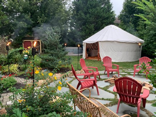 A backyard gathering gets an upgrade with a yurt!