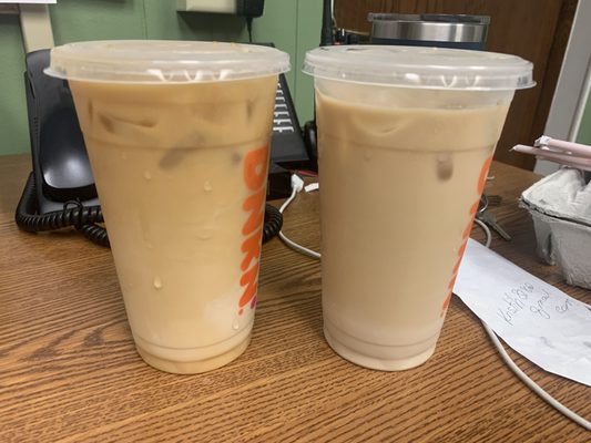 Iced coffee with 3 creams, cold brew with one cream and yet they look exactly the same.