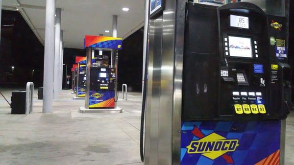 Gas pumps at Sunoco.