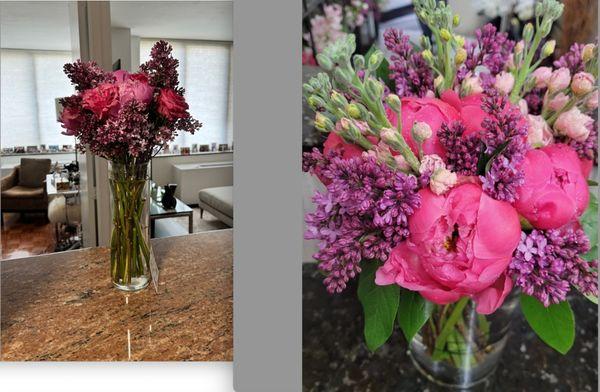 Flowers on the left were received. Flowers on the right were on the webpage and what I was suppose to receive