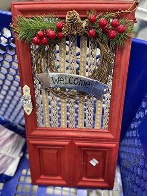 Large red decorative door for Christmas decor, coming home with me, $3.49!