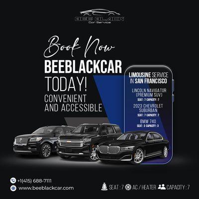 Experience the epitome of luxury and style. Book Bee Black Car today and arrive in elegance!

For booking: 
 (415) 688-7111