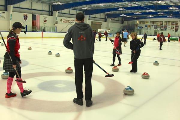 Curlers playing at the Wine Country Curling Club's Labor Day tournament