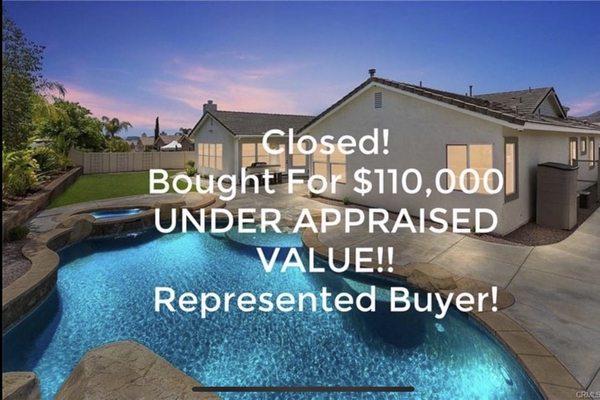 Sold! My Buyer purchased for $110,000 under the appraised value!!