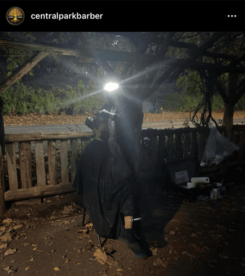 Central Park Barber
(cutting at night)