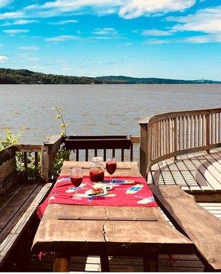 Our deck table and our sangria