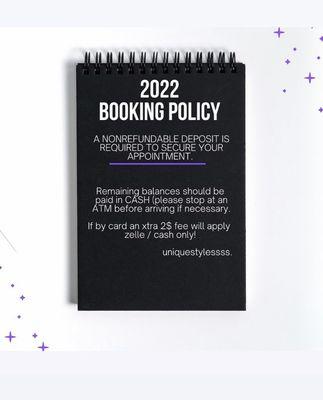 Booking policy.