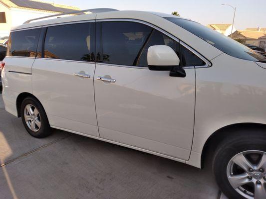 Nissan quest 
The two front windows  tinted with 20% to match the factory tinted glass. Tintstall   LV.