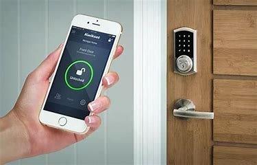 Touchscreen wireless alarms access door locks that work with alarm system