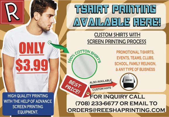 T-Shirt Printing Available! Best Quality and Best Prices!