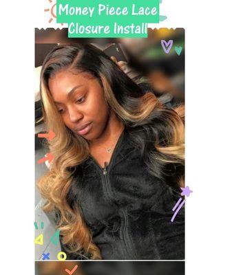 Sew in weave with Virgin Brazilian Body Wave and Lace Frontal with Custom Color Balayage 24" (inspired look)