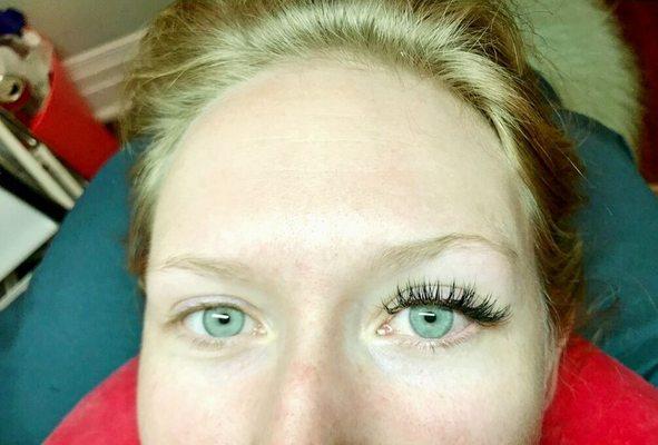 Eyelash extensions truly make your eyes pop! Here is a side by side comparison!