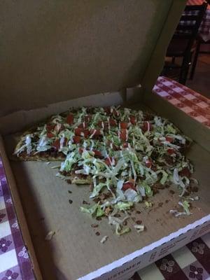 The aftermath of our BLT pizza. Sooooo good. Put away your Pizza Hut coupons and head to Crescent for some of this good stuff!