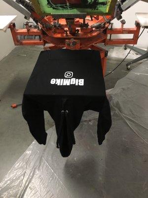 Screen printing on swearer hooded