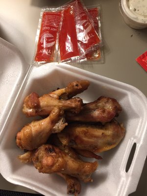 These are their buffalo wings. Dry, tiny, flavorless wings, with disgusting hot sauce in packets.