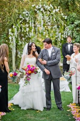 the amazing flowers hanging in the background that Julie put on our arbor :)