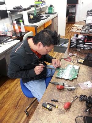 Danny doing some soldering