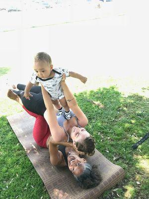 "Mommie & Me" acroyoga session at the beach!