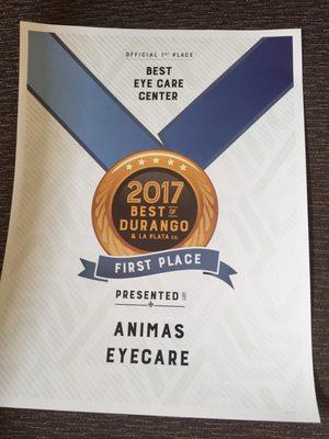 Thanks for voting us Best Eye Care Center in Durango!!!