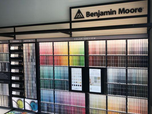 Benjamin Moore Color Selection area at NC Paints store in Durham, NC