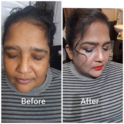 Makeup before and after