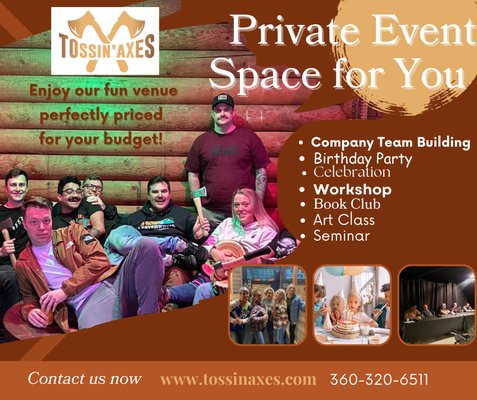 Private parties for kids birthdays, and more!