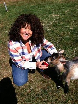 Reiki Master Practitioner Gwen - and a fuzzy friend.