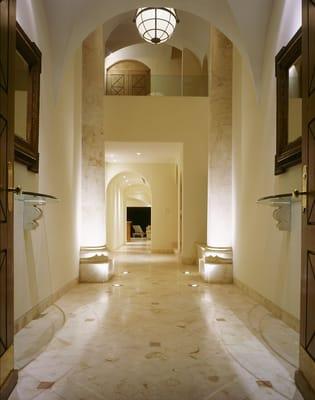 Grand Entrance. This townhouse remodel includes 2 level limestone columns and balcony.