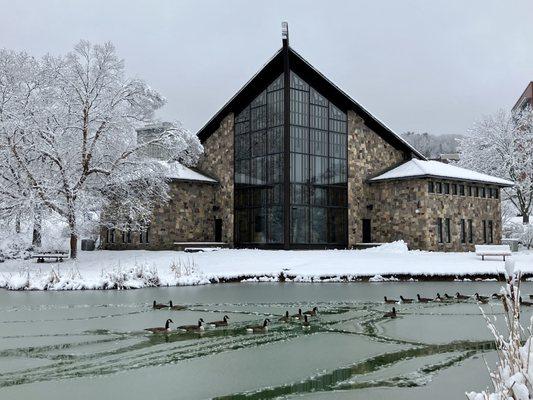 Muller Chapel during Winter Snowstorm (01/23/2023)