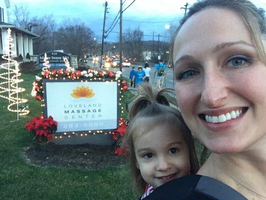 Amanda and her daughter at Christmas in Loveland