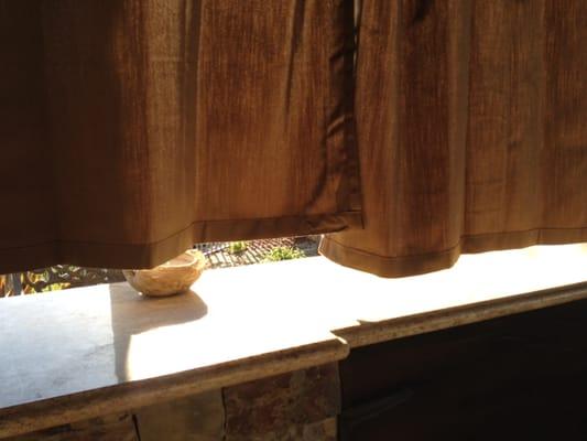 Curtain alteration on the left ended up being ~ 2" shorter than the curtain on the right??  $200 down the drain....