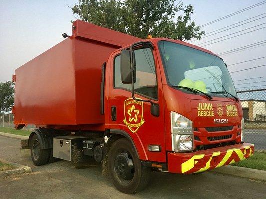 Junk Rescue truck with new junk removal body installed.