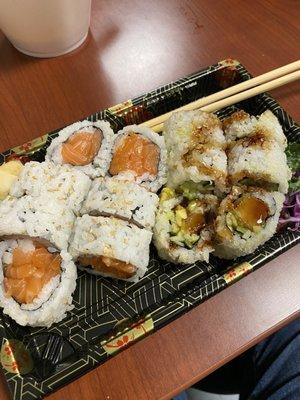 Salmon roll and Sweet Potato Tempura Roll