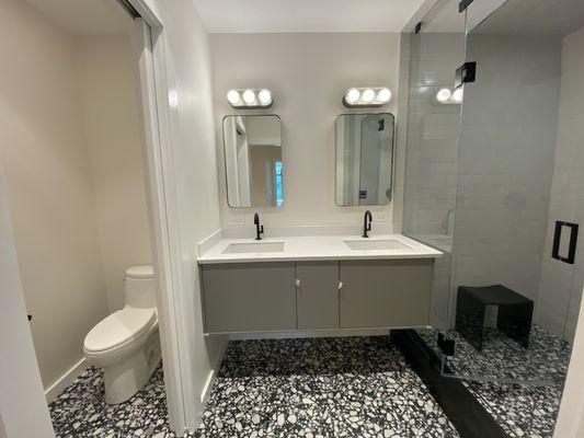 After!  toilet room en-suite, double vanity, recessed med cabs, vast walk-in shower, etc  South end, Boston