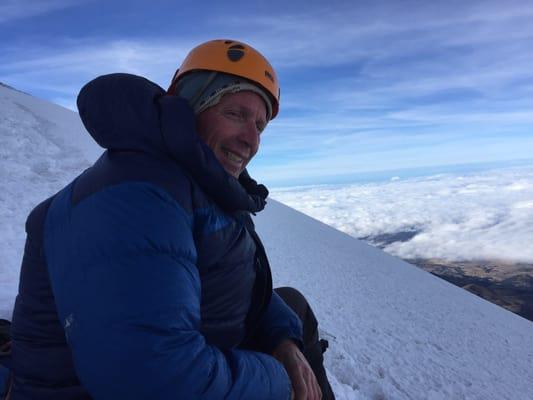 Craig keeping warm on the glacier