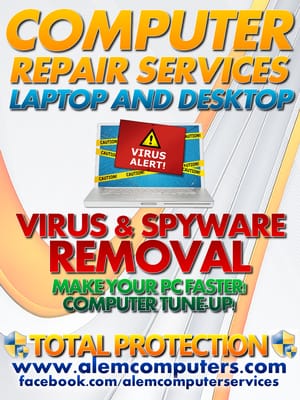 Virus or Spyware Problems, Call Us or Visit Us TODAY