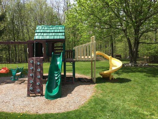 We do playsets too!! Site prep, assembly, repairs, extensions, pressure washing, sanding and staining!!