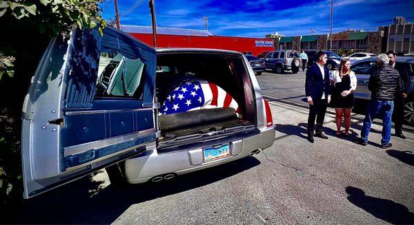 Plenty of parking on the side allows for the funeral procession to cue up to follow the hearse to the burial.