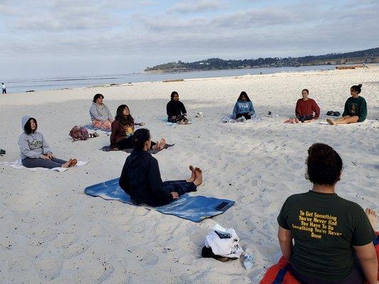 Yoga on Carmel beach