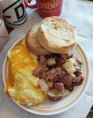 Western Omelette, with hashbrowns and toast