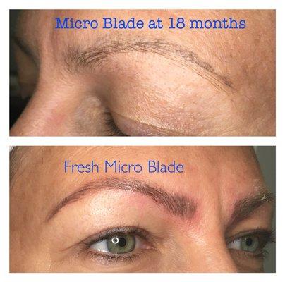 A great picture showing the lasting results of 18 month old micro blade. A fresh color burst was applied keeping it looking fresh and clean.