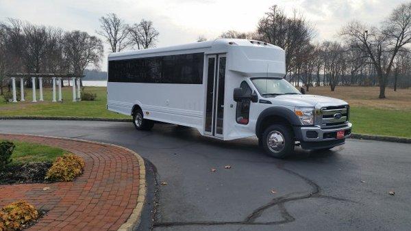 White Ford Luxury Limo Party Bus