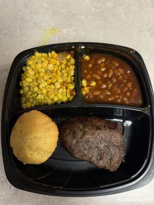 $10 steak dinner with corn, baked beans and cornbread. Every Thursday evening.