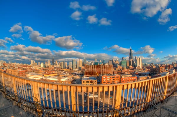 Private rooftop deck with skyline views