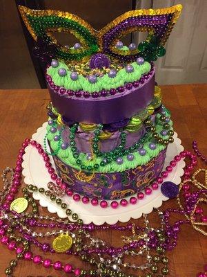 2 Tier Mardi Gras Cake