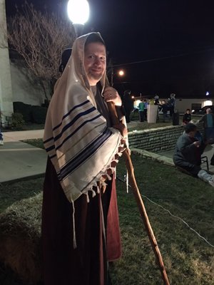 Dr Joe Cathey, pastor at First Baptist Church Godley dressed in character during the Community Nativity, December 2016.